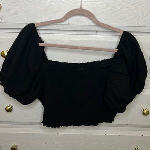 Wild fable square neck puff sleeve shirred crop top